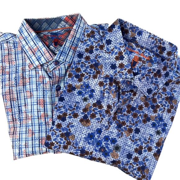 Visconti Black Other - (Lot of 2) Visconti Black Mens XL Button Down Shirts Floral Paisley Plaid Summer